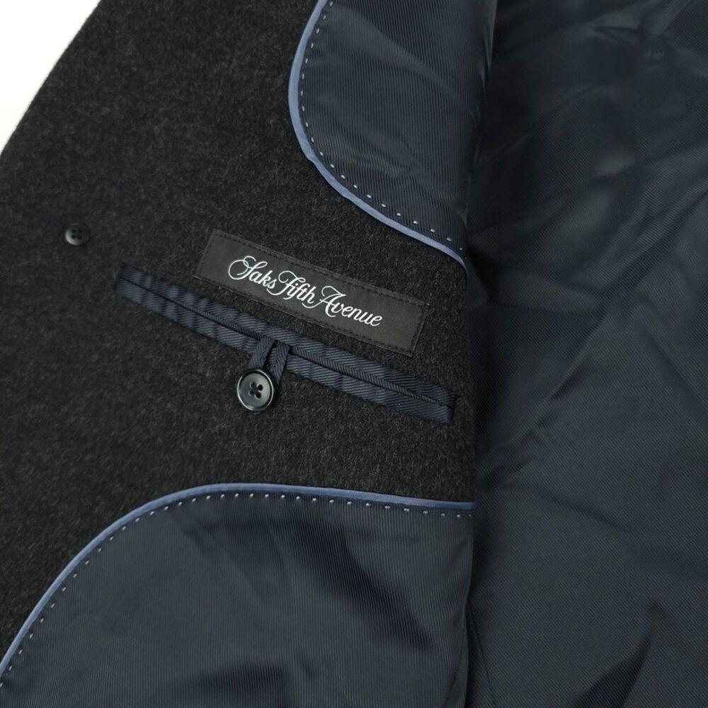 NEW Saks Fifth Avenue Wool Cashmere long Car Coat Old Money Quiet Luxury Preppy - Picture 2 of 14